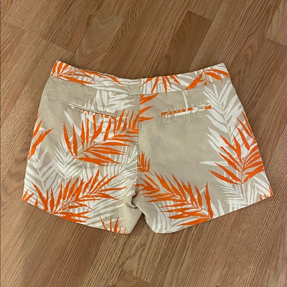 Sandro Orange and White Leaf Print Women's Bermudas - Picture 2 of 5